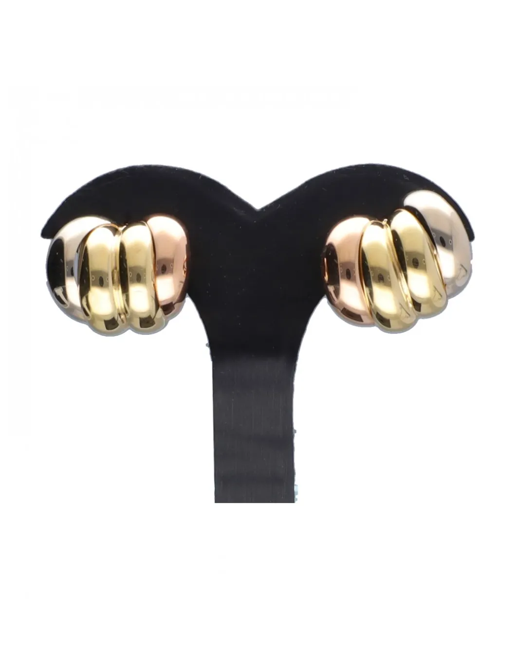 Pendientes anchos con oro amarillo, rosa y blanco 18kl