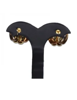 Pendientes anchos con oro amarillo, rosa y blanco 18kl