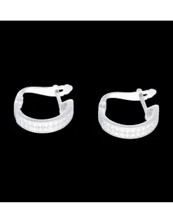 Pendientes aros con zirconitas oro blanco 18kl