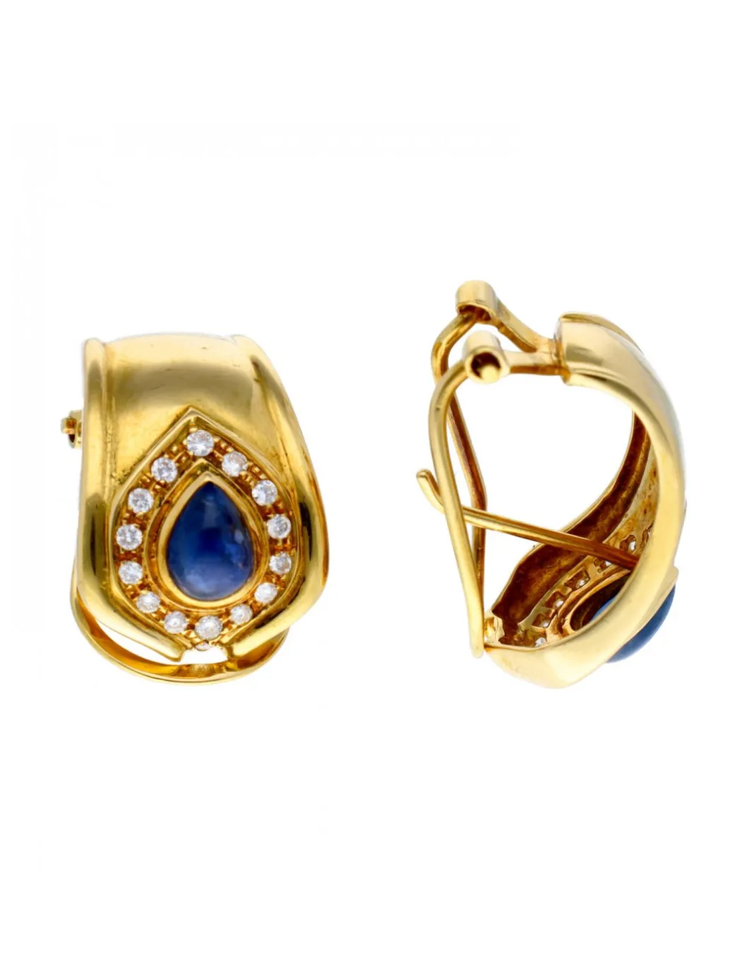 Pendientes con brillantes y zafiros oro amarillo 18kl