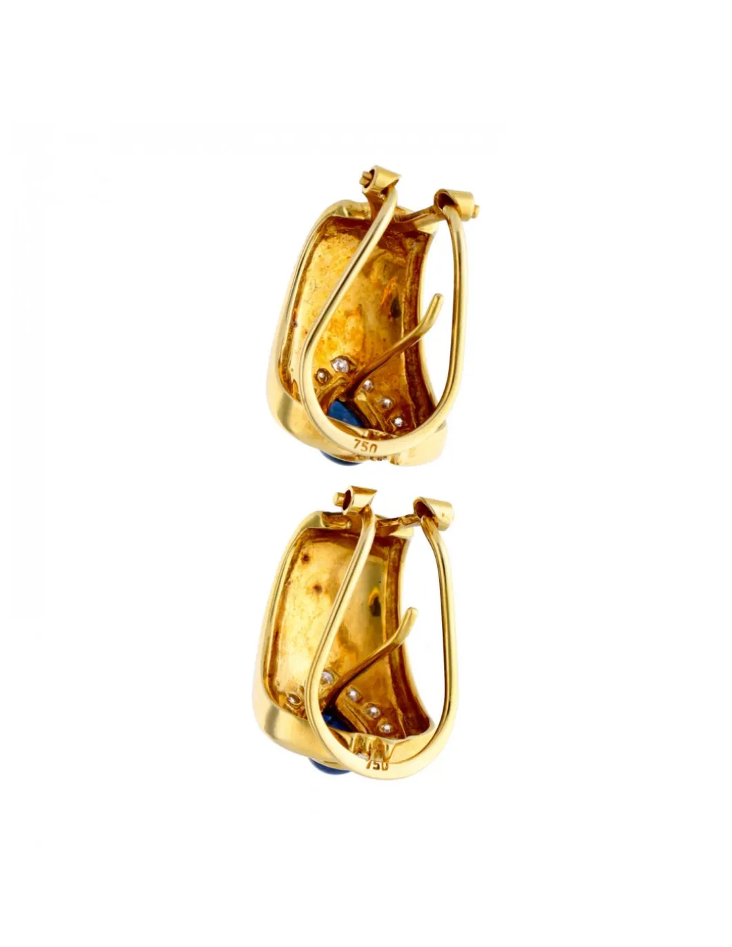 Pendientes con brillantes y zafiros oro amarillo 18kl