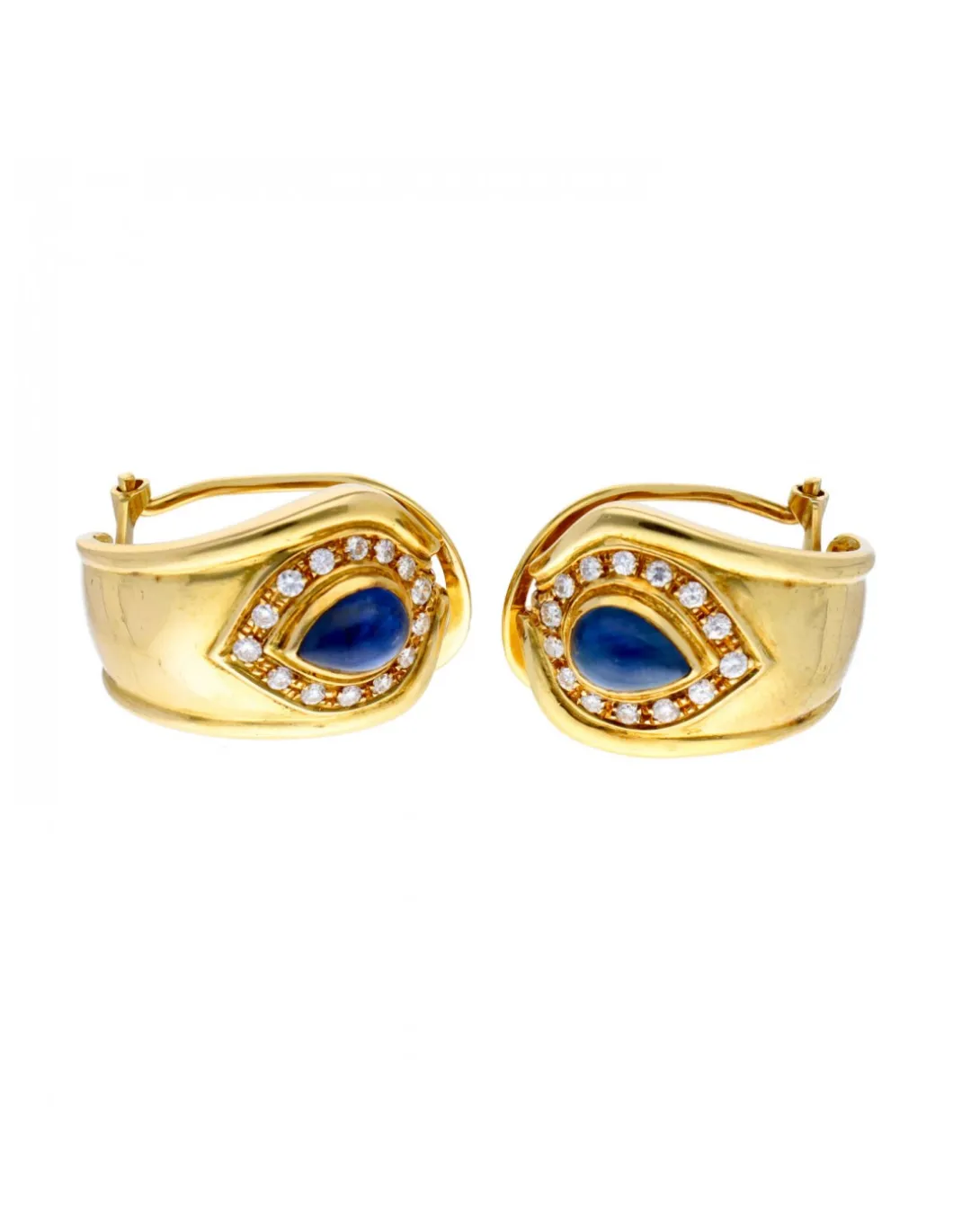 Pendientes con brillantes y zafiros oro amarillo 18kl