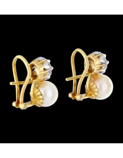 Pendientes con perla y zirconitas oro amarillo 18kl