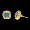 Pendientes con piedra aguamarina oro amarillo 18kl