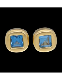Pendientes con piedra aguamarina oro amarillo 18kl