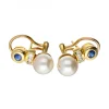 Pendientes con zafiro, circonitas y perla oro amarillo 18kl