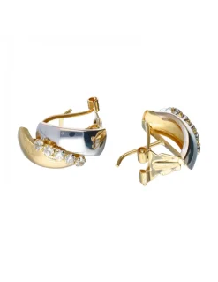 Pendientes con zirconitas oro blanco y amarillo 18kl