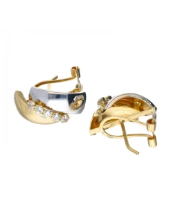 Pendientes con zirconitas oro blanco y amarillo 18kl