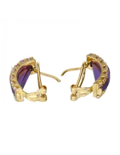 Pendientes de oro 18 kl amatistas zirconitas