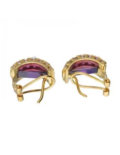 Pendientes de oro 18 kl amatistas zirconitas