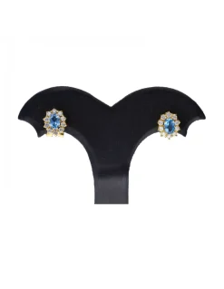 Pendientes de oro 18 kl aquamarina y zirconitas
