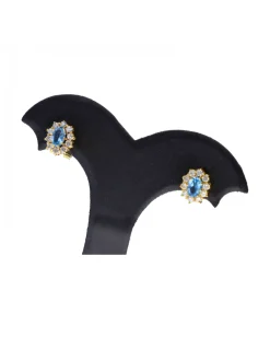 Pendientes de oro 18 kl aquamarina y zirconitas