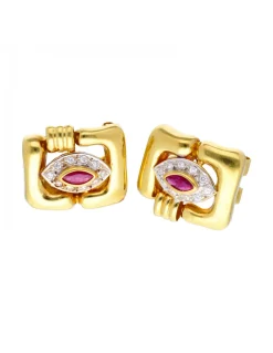 Pendientes de oro 18 kl con zirconita y granate