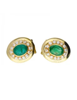Pendientes de oro 18 kl con esmeraldas y zirconitas