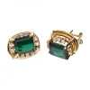 Pendientes de oro 18 kl con esmeralda y zirconitas