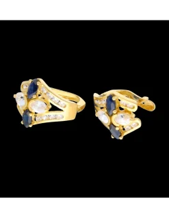 Pendientes de oro 18 kl con zirconita y zafiro