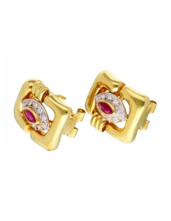 Pendientes de oro 18 kl con zirconita y granate