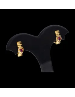 Pendientes de oro 18 kl con rubí y zirconitas