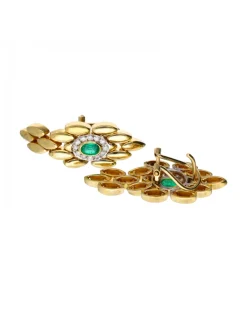 Pendientes de oro 18 kl con esmeraldas y zirconitas