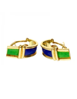 Pendientes de oro 18 kl y esmalte