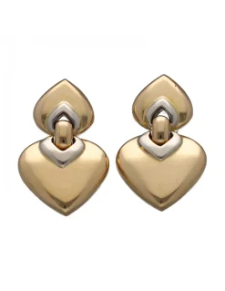 Pendientes de Oro amarillo y Blanco 18K con diseño de corazones