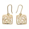 Pendientes de Oro amarillo 18K con diseño cuadrado y espirales