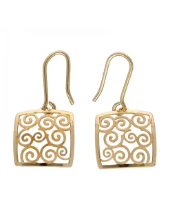 Pendientes de Oro amarillo 18K con diseño cuadrado y espirales