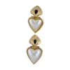 Pendientes de Oro amarillo 18K con diseño de Corazones y Piedras Sintéticas Nacaradas