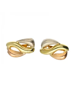 Pendientes de Oro amarillo, rosado y blanco de 18K con diseño