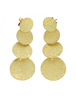 Pendientes de Oro amarillo con diseño de círculos corrugados