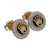 Pendientes de Oro amarillo, con diseño de Coronas y Circonitas