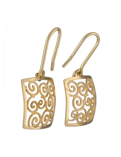 Pendientes de Oro amarillo 18K con diseño cuadrado y espirales
