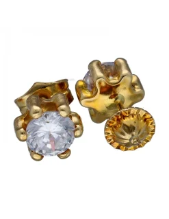 Pendientes de Oro amarillo 18K con diseño y Circonitas
