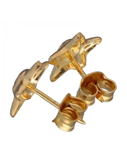 Pendientes de Oro amarillo 18K con diseño de Estrellas con cara