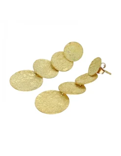 Pendientes de Oro amarillo con diseño de círculos corrugados