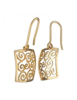 Pendientes de Oro amarillo 18K con diseño cuadrado y espirales