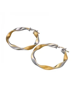 Pendientes de Oro amarillo y blanco 18K con diseño redondo