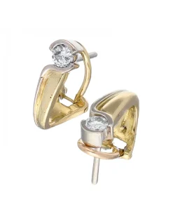 Pendientes de oro amarillo 18 K con brillantes moissanita