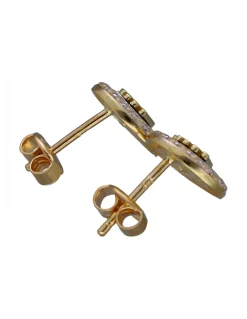 Pendientes de Oro amarillo, con diseño de Coronas y Circonitas