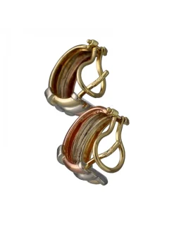 Pendientes de Oro amarillo, blanco y rosado 18K con diseño y Brillantes