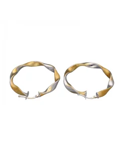 Pendientes de Oro amarillo y blanco 18K con diseño redondo
