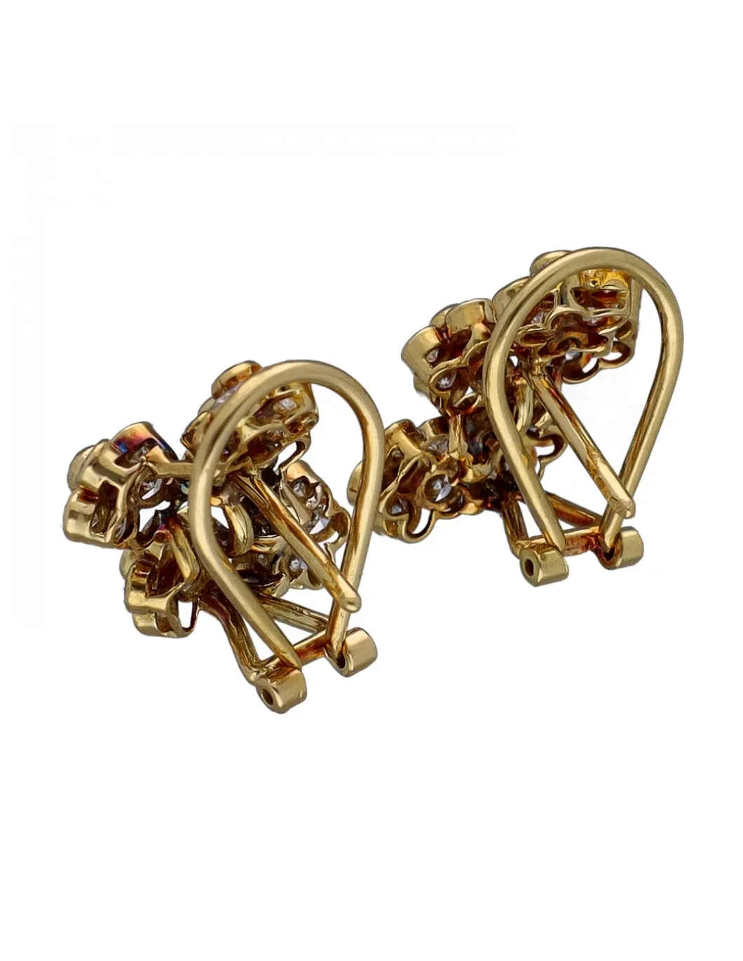 Pendientes de Oro amarillo con diseño Vintage, Brillantes y Rubíes