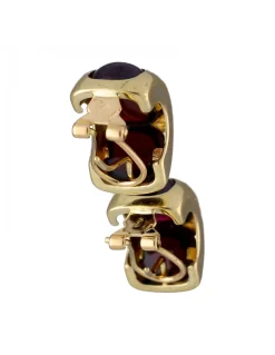 Pendientes de Oro amarillo 18K con diseño y piedras Rojas Sintéticas