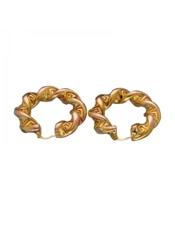 Pendientes de Oro amarillo y rosado 18K con diseño redondo