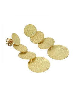 Pendientes de Oro amarillo con diseño de círculos corrugados