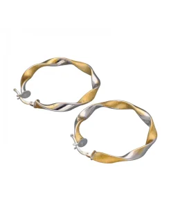 Pendientes de Oro amarillo y blanco 18K con diseño redondo