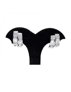 Pendientes de oro blanco 18K con diseño y circonitas