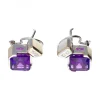 Pendientes de oro blanco 18 kl con amatista y diamantes