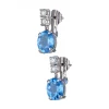 Pendientes de Oro blanco, diseño Colgante, piedras Aguamarina y Brillantes