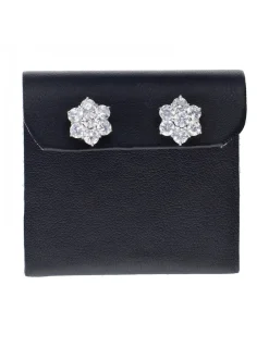 Pendientes de oro blanco 18 K con diseño y circonitas